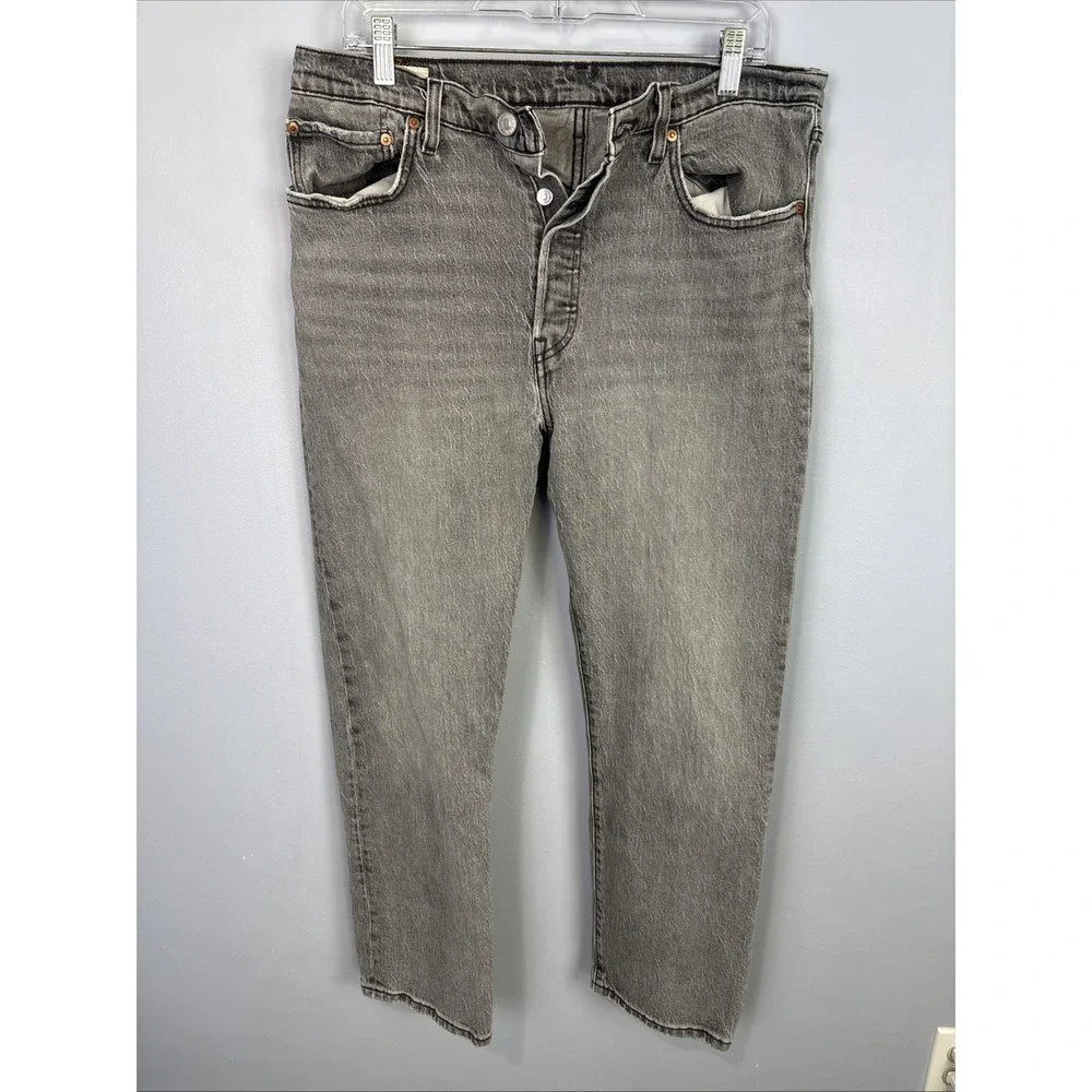 levi's‎ 501 premium jeans Black Fade Size 32x28 Leather Patch Y2K USA Rocker